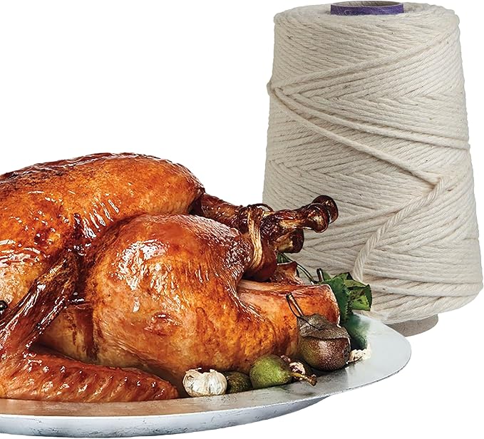 Regency Wraps Butchers Cooking Twine, Heavy Duty, 500ft,16 Ply, 2.4mm, Food-Safe Cotton Kitchen String for Turkey Trussing, Meat Prep, Crafting, Natural, Pack of 1