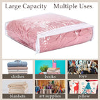 Kingdder 16 Pcs Clear Zippered Storage Bags Plastic Sweater Bags with Zipper 10 x 10 x 2.5 Inch Vinyl Sheet Organizer and Storage for Clothing Blankets Sheet Linen Bed Pillow Cube Organizer