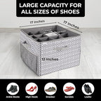 ALCOVA Shoe Organizer for Closet, 2 Pack Shoe Storage Box with Clear Cover, Foldable Shoe Storage Box, Fits up to 16-32 Pairs, Gray