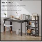 4NM No-Assembly Folding Bookshelf Storage Shelves 3 Tiers Vintage Bookcase Standing Racks Study Organizer Home Office (All Black)