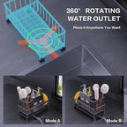 Kitchen Soap Dispenser Set with Sink Caddy, 12 Oz Glass Bottle, Hand and Dish Soap Dispenser Set with Sponge Holder (Black Sink Caddy + Black Bottle)