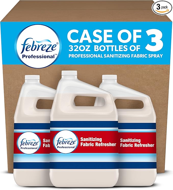 P&G Professional - 37000721366 Febreze Professional Sanitizing Fabric Refresher, Bulk Sanitizing Spary for All Fabrics in Hotels, Restaurants and Businesses, Fresh Clean Scent, 1 Gal. (Pack of 3)