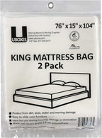 Uboxes King Mattress Poly Covers, 76 x 15 x 104 inch, 2 Count (Pack of 1), Clear