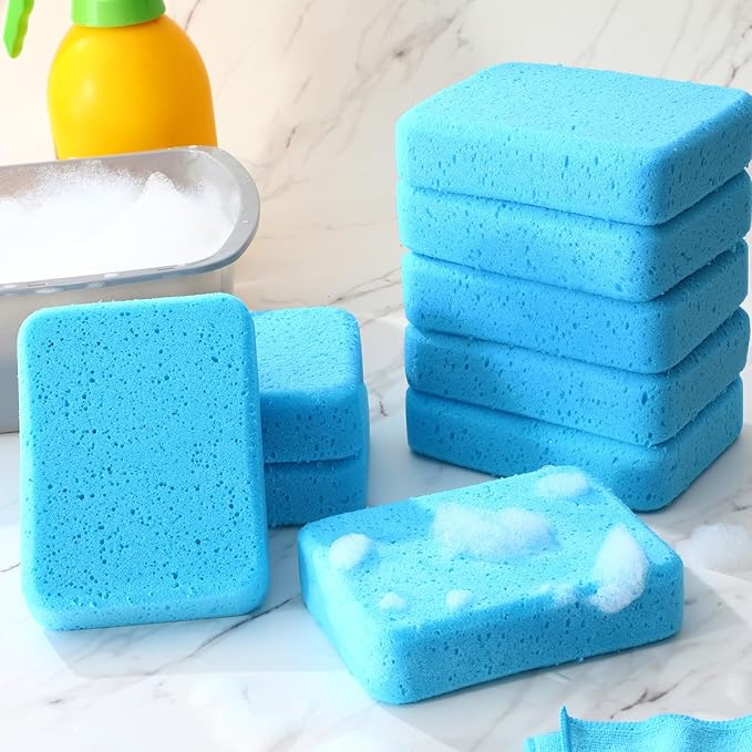 Tioncy 24 Pcs Large Sponges Bulk 7.5 x 5.5 x 1.9 Inch Grouting Car Wash Foam Cleaning and Washing Sponge Commercial Foam Large All Purpose for Cleaning Dishes Car Tile Bike (Blue)
