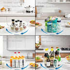 4 Pack Lazy Susan 11.5" Inch Turntable Organizer Organization Storage Container Bins Spice Rack Cabinet Rotating Condiment for Pantry Countertop Kitchen Vanity Bathroom Jewelry Holder Clear