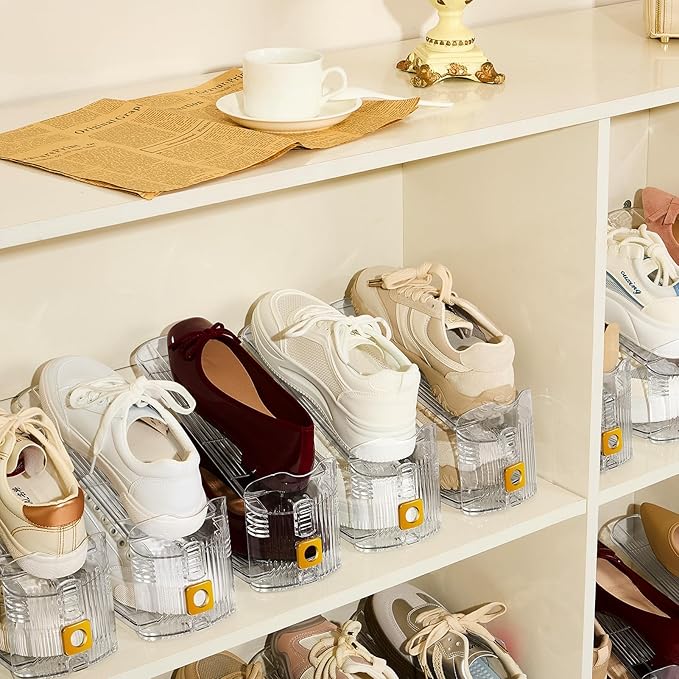 Shoe Slots Organizer for Closet, 20 Pack Shoe Stacker Organizer, Shoe Storage Space Savers 50%, 3 Levels Adjustable Shoe Racks for Closet Organization