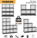 HUBSON Wire Cube Storage Organizer, Book/Toy/Craft/Potted Plants and petCloset Organizers and Storage Shelves, 9-Cube Freely Combinable Metal Grids Storage Shelf,Black Plus Iron