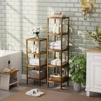 SMIBUY Bathroom Storage Shelf, 4-Tier Bamboo Rack Organizer, Multifunctional Shelving Unit for Living Room Bedroom Kitchen (Walnut)