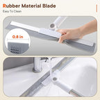 Floor Squeegee for Concrete Floors, 180° Rotating Silicone Broom, Squeegee for Floor with Long Handle and Dual-Sided Blade Design, Water and Pet Hair Remover for Bathroom Floors, Tile, Deck and Glass