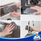 MR.SIGA Dual-Sided Scrub Sponges, Long lasting, Reusable Dishwashing Sponges for Kitchen, 6 Pack