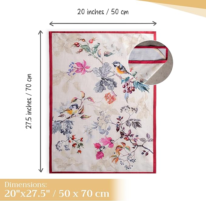 Maison d' Hermine Kitchen Towels Set of 3 100% Cotton 27.50" x 20" Reusable Cloth Tea Dish Towels Absorbent with Hanging Loop for Kitchen, Home, Dining, Cocktail Parties (Equinoxe - Beige)