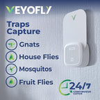 VEYOFLY Fly Trap Indoor, Fruit Fly Traps for Indoors, (1 Device + 3 Refills) Gnat Traps for House Indoor, Fly Catcher Indoor, Plug in Light Flying Insect Trap, Bug Light Killer, Fly Trap