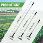 Long Hand Cultivator, Carbon Steel & Stainless Steel Tiller Cultivator, Garden Cultivator with Telescopic Handle and Soft Handle Cover, Hand Tiller for Digging Loosening Weeding