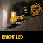 DEWALT 20V MAX XR Oscillating Multi-Tool Cordless, Variable Speed Brushless Motor Multitool with LED Light, Extended Runtime, Includes Two Wood Cutting Blades, Tool Only (DCS356B)