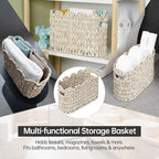 Toilet Paper Storage Basket,Boho Decorative Scalloped Baskets,Coastal Bathroom Decor,Hand-Woven Plastic Wicker Bathroom Accessories Organizer