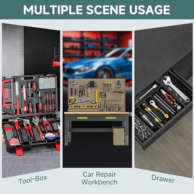 48PCS Magnetic Modular Wrench Organizer,Wrench Holders Organizers with Metric & SAE Label for Tool Drawer Storage -Red with Magnets