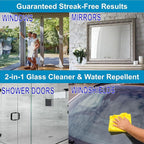 Glass CPR 2-in-1 Glass Cleaner & Water Repellent (22oz) + 2 Microfiber Applicator Towels | Deep Cleaning for Glass, Mirrors, Windows, Windshields, Shower Doors
