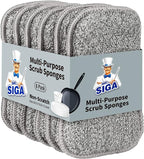 MR.SIGA Dual-Sided Scrub Sponges, Long lasting, Reusable Dishwashing Sponges for Kitchen, 6 Pack