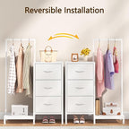 Dresser for Bedroom with Hanging Rack, 3 Drawers Dresser for Bedroom - White
