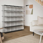 HUBSON Wire Cube Storage Organizer, Book/Toy/Craft/Potted Plants and petCloset Organizers and Storage Shelves, 25-Cube Freely Combinable Metal Grids Storage Shelf,Black Plus Iron