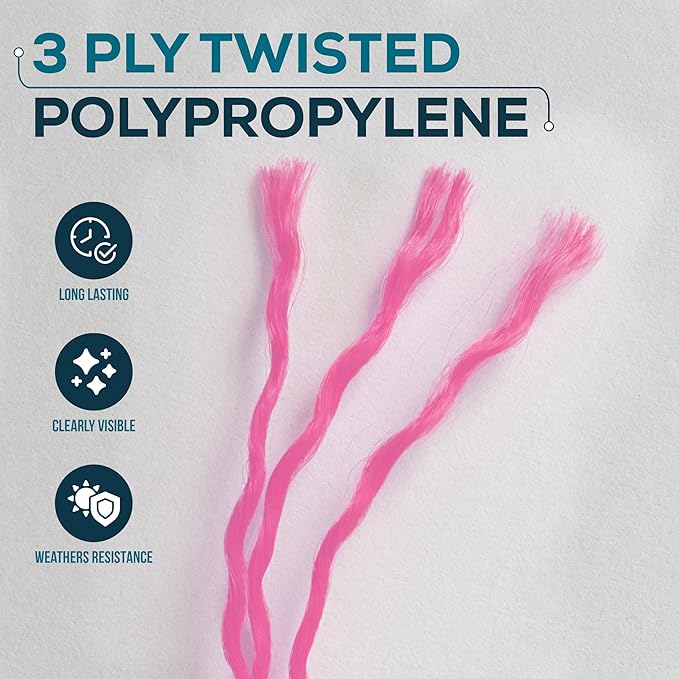 Pink Mason Line String – 393ft, 1.3mm Thick Twisted Polypropylene – Durable Construction Twine for Laying Bricks, Blocks, Fences in Gardening, DIY & Landscaping Projects