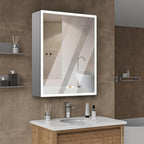 20”W x 26”H Medicine Cabinets for Bathroom with Mirror, Surface Mounted LED Medicine Cabinets Organizer with Defogger, Dimmer, Outlets & USB, Single Doors