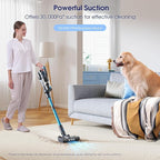 35,000pa Cordless Vacuum Cleaner, Max 50 Minutes, Lightweight Cordless Cleaners for Home, Stick and Handheld Vacuum for Carpets, Hard Floor, Pet Hair, Cars (Blue)