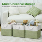 13 x 13 Inch Cube Storage Bins, 6 Pack Fabric Storage Basket with Handles, Foldable Boxes Organizer for Shelf Baskets for Home, Clothes (White/Green)