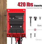 Power Tool Organizer Wall Mount with Charging Station, 3 Layer Heavy Duty Metal Tool Storage Rack Loads 420lbs with 4 Cordless Drill Holder, Battery Utility Rack Loads with 4 Power Strip