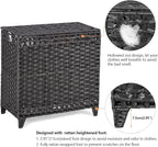 Laundry Hamper with 3 Removable Liner Bags; 132L Handwoven Rattan Laundry Basket with Lid & Heightened Feet; Clothes Hamper with Side Handles; Laundry Sorter with 3 Separate Sections (Black)