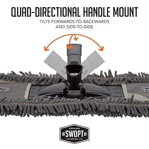 SWOPT 18” Microfiber Dust Mop + 60" Steel Handle, Combo — Includes Additional 18” Microfiber Refill, Machine Washable — Dust Mop Head with Long Handle Interchangeable with All SWOPT Cleaning Products
