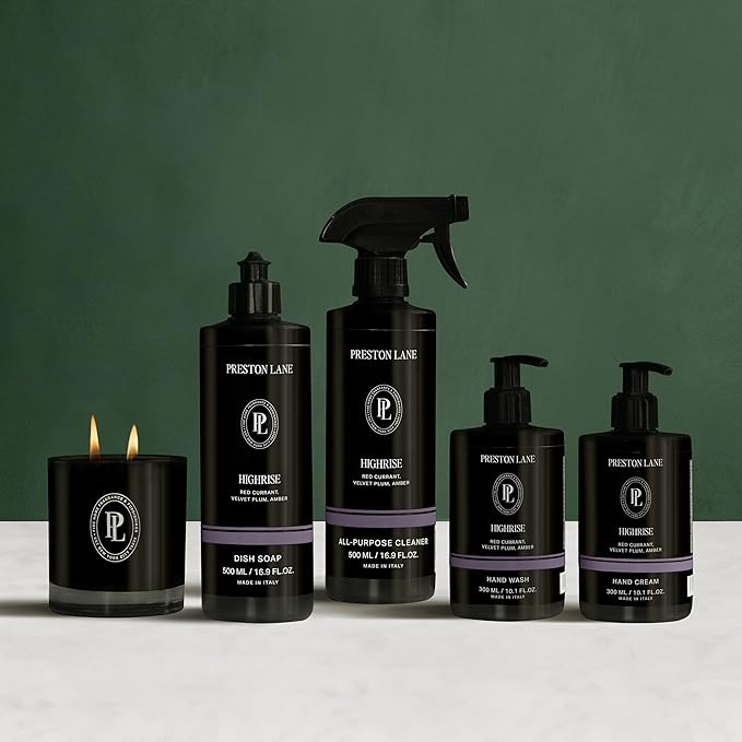 Signature Set, Includes All Purpose Cleaner, Dish Soap, Hand Wash, Hand Cream, & Scented Candle, Highrise