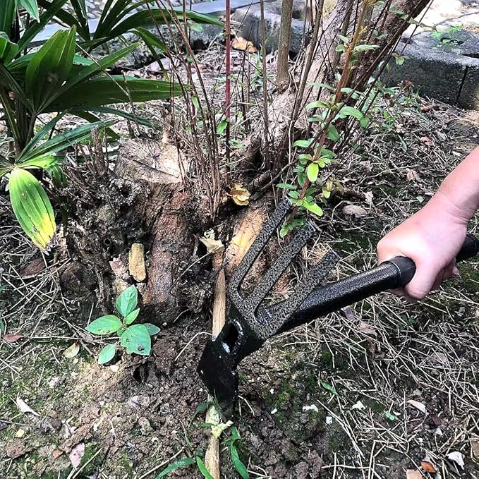 ZOG Garden Big Hand Digger and Hoe Combo Garden Tool,Heavy Duty Hand Tiller,Garden Hoe,Cultivator,Non-Slip Handle & Anti-Rust Head is The Perfect Dual Headed Weeding Tool.(Big)
