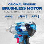 Dong Cheng 20V Brushless Impact Wrench, Max Torque 360 ft-lbs (488N.m), 1/2" with 3 Mode Speed, 2400 RPM Cordless Impact Gun, Includes 2 * 4.0Ah Battery and Charger, 4 Impact Sockets and Kit Bag