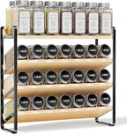 MUDEELA 4 Tier Spice Rack Organizer for Cabinet, Wooden Vertical Spice Shelf, Seasoning Organizer for Countertop, Kitchen, Pantry, Freestanding, 13.4" W × 11.2" H (No Jars Included), Black