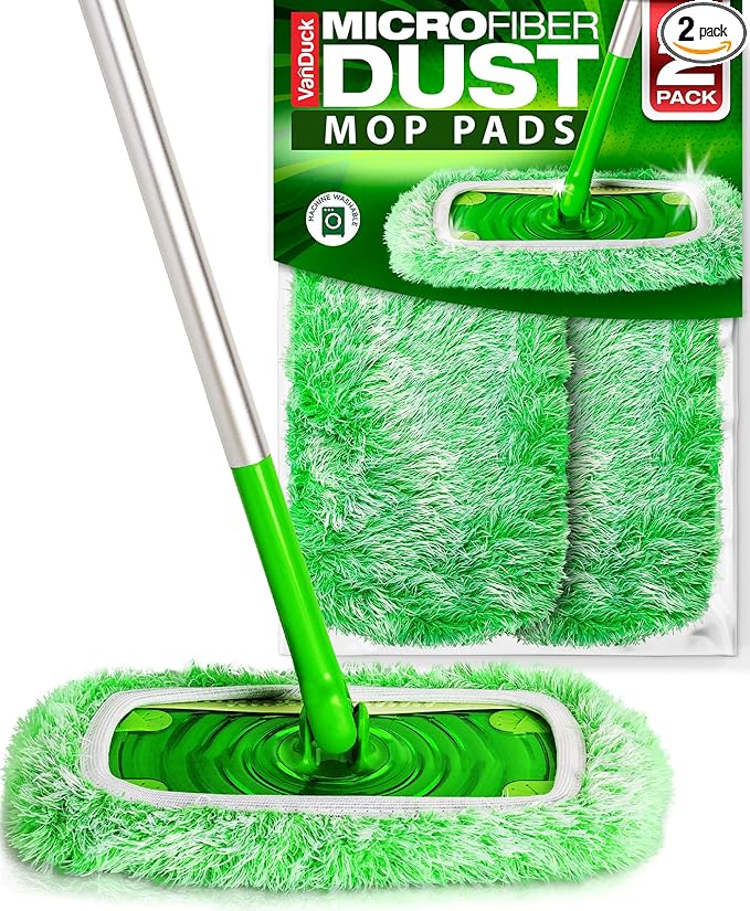 VanDuck Floor Duster Refill Compatible with Swiffer Sweeper (2 Pack) - Microfiber Pet Heavy Duty Dry Cloth Refills - Reusable Mop Pad