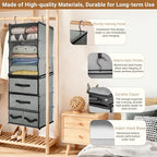 2-in-1 Durable 6-Tier Hanging Closet Organizer with 4 Removable Drawers,2 Separable 3-Tier Thickened Fabric Hanging Shelf Clothes Storage Organization Space-saving for Bedroom,Dorm,Guestroom,RV,Travel