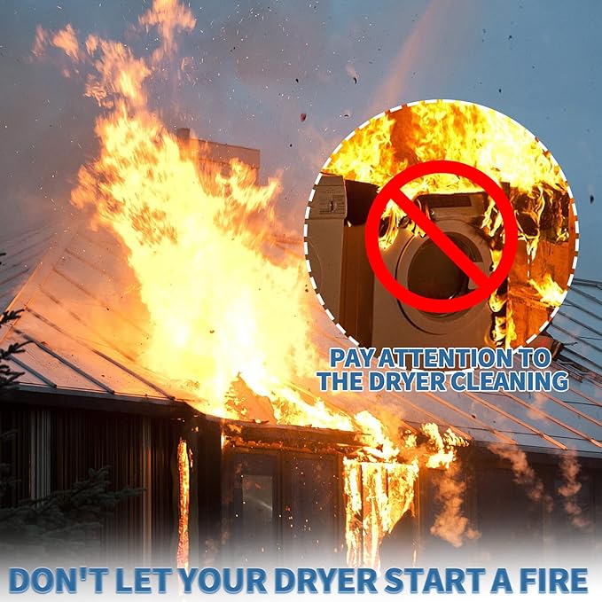 Bluesea 7 Pieces 40 Feet Dryer Vent Cleaner Kit, Reinforced Nylon Dryer Vent Cleaning Kit, Durable Dryer Vent Brush Vacuum Attachment with Flexible Lint Trap Brush, Vacuum & Dryer Adapters Upgrade