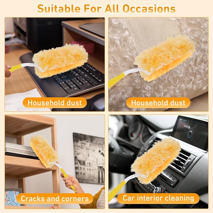 360° Duster Refills Kit for Swiffer Duster, 25 Pack & 1 Handle, Multi-Surface Dusters with 4X Microfibers. Efficient Duster Kit for Cleaning Pet Hair, Home, Office, Blinds, Furniture and More