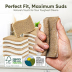 Plant-Based Kitchen Sponges (6 Pack) | USDA Biobased Certified | FSC & PETA Approved | Natural Cellulose & Coconut Scrubber Sponge | S-Shaped Design | Eco-Friendly, Non-Scratch, Non-Toxic & Vegan