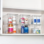 Vtopmart 1 Pack Clear Stackable Storage Bins with Lids, Medium Plastic Containers with Handle for Pantry Organizer and Storage,Perfect for Kitchen,Fridge,Cabinet, Closet,Bathroom Organization