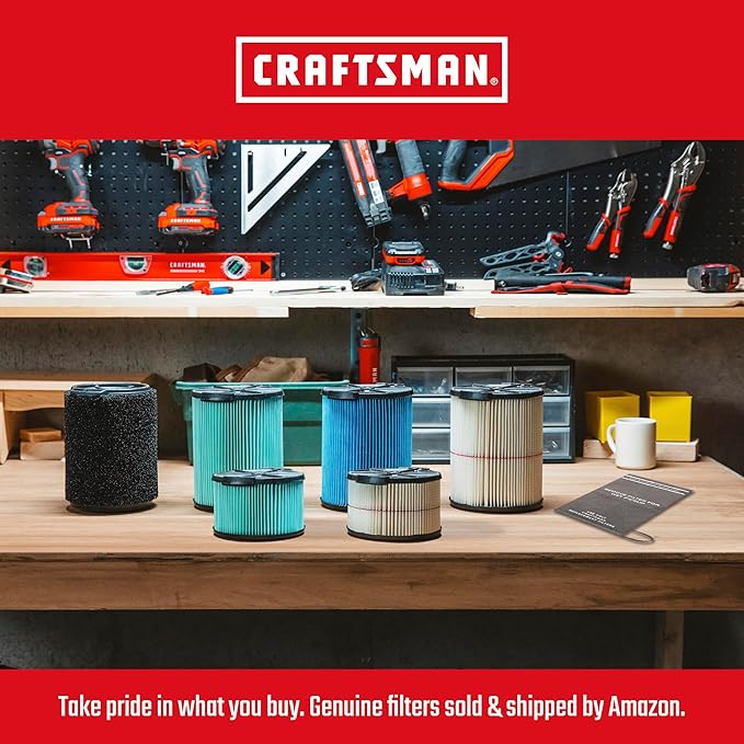 CRAFTSMAN CMXEVBE17595 16 Gallon 6.5 Peak HP Wet Dry Vac, Heavy-Duty Shop Vacuum Wet and Dry with Filter, Dust Bag, Hose and Attachments for Home Projects & Renovations