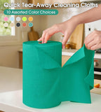 KitchLife Microfiber Cleaning Cloth Roll, 100 Pack - Tear-Away Microfiber Paper Towels, Lint-Free, Reusable, Washable for Kitchen, Car, Dishes, and Sensitive Surfaces (Emerald Green)