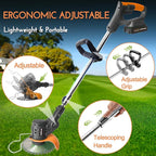 Electric Weed Wacker Cordless: 21V Battery Powered Weed Eater with 2 * 2.0Ah Battery, Charger & 5 Types Blade Lightweight Grass Trimmer for Garden Yard Lawn Work