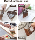 Round Handle Brush and Dustpan Set Small Broom & Dustpan Portable Handheld Sweeper for Desktop Sofa Floor Pet Nest (Off White)