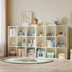 LINSY HOME Cube Storage Shelf, 3 Tier Floor Standing Book Shelf with Storage, Open Freestanding 9-Cube Bookcase Small, White Wooden Bookshelf for Home Office, Bedroom, White Oak