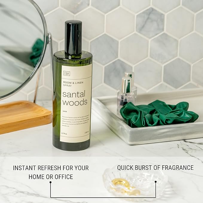 Craft & Kin Santal Woods Room Spray for Bedding, 6.76 oz, Pillow Spray, Long-Lasting Room Freshener, Soothing Aroma Mist for Home & Washroom