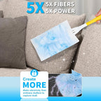 Duster Refill for Cleaning with 2 Handles, Heavy Duty Disposable Duster Kit Unscented Replacement Head Dust Removal Brush for Electronics, Furniture, Blinds, Ceiling Fans, Walls (50pack)
