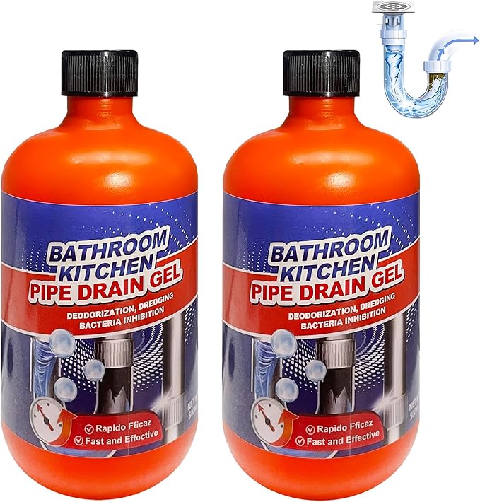 drain clog remover,Drain Clog Dissolver, Drain Opener-Cleaner,Toilet Clog Remover-Professional Strength Liquid Pipe Build Up Remover 500mL per bottle (2 pcs)
