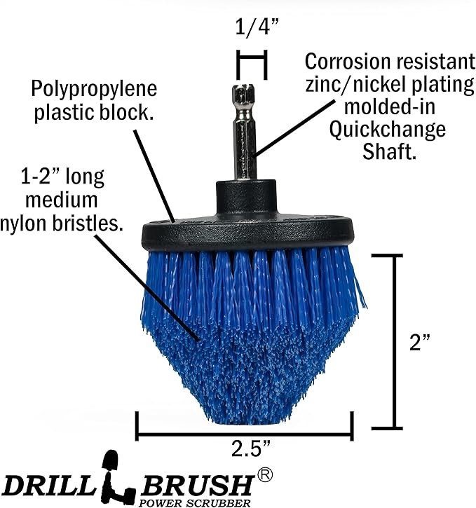 Aquatic All-Purpose Cleaning Brush Set - Medium Stiffness Blue Brushes - Long Reach Extension Attachment Kit - Aquarium Cleaning Products - Fish Tank Cleaner Brushes - Boat Scrub Brush - Hull Scrubber